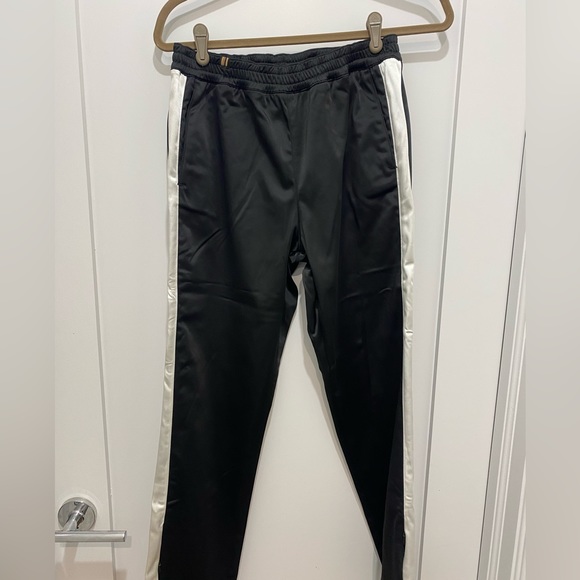 Black satiny track pant with white strip - Picture 3 of 5